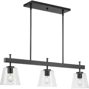 Saffert Collection Three-Light Clear Glass Linear Island Chandelier