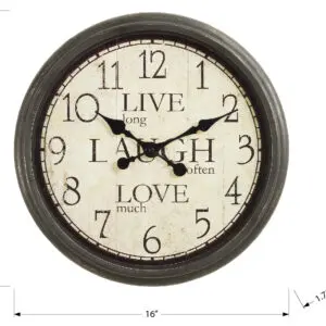 16"DIA / WALL CLOCK / ANTIQUE BROWN