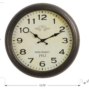 16"DIA / WALL CLOCK / ANTIQUE BROWN