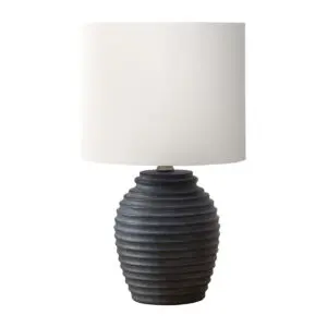 17"H TABLE LAMP BLACK RESIN / IVORY SHADE