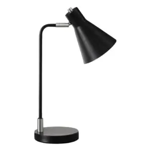 17"H TABLE LAMP BLACK / SILVER METAL