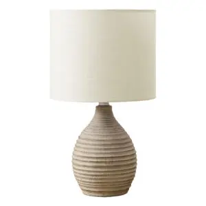 17"H TABLE LAMP BROWN RESIN / IVORY SHADE