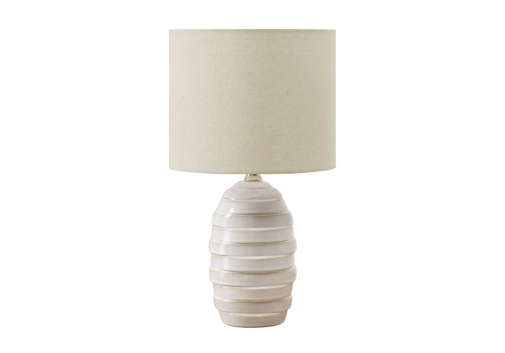 17"H TABLE LAMP IVORY CERAMIC / BEIGE SHADE