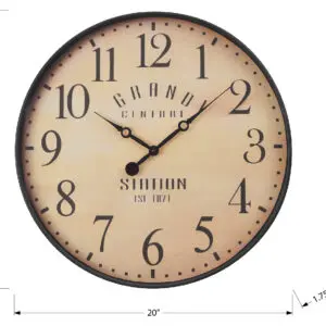 20"DIA / WALL CLOCK / ANTIQUE BROWN