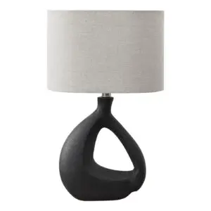 23"H TABLE LAMP BLACK RESIN / GREY SHADE