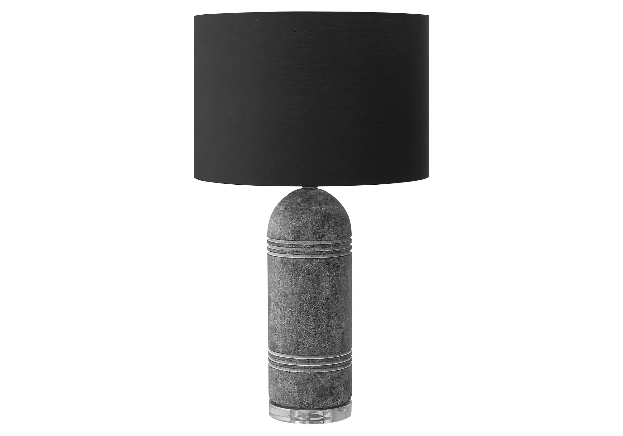 28"H TABLE LAMP GREY RESIN / BLACK SHADE