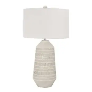 33"H TABLE LAMP CREAM CERAMIC / IVORY SHADE