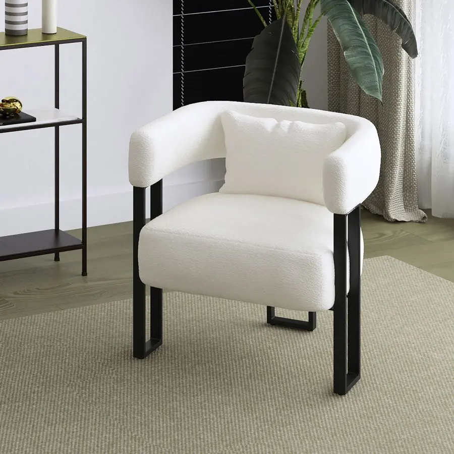 Scarlet Accent Chair in Ivory Boucle and Black - Image 2