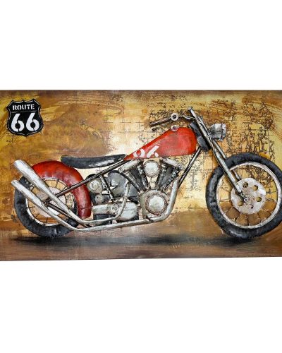 Handmade-3D-Route-66-Motorcycle-Metal-Paintin